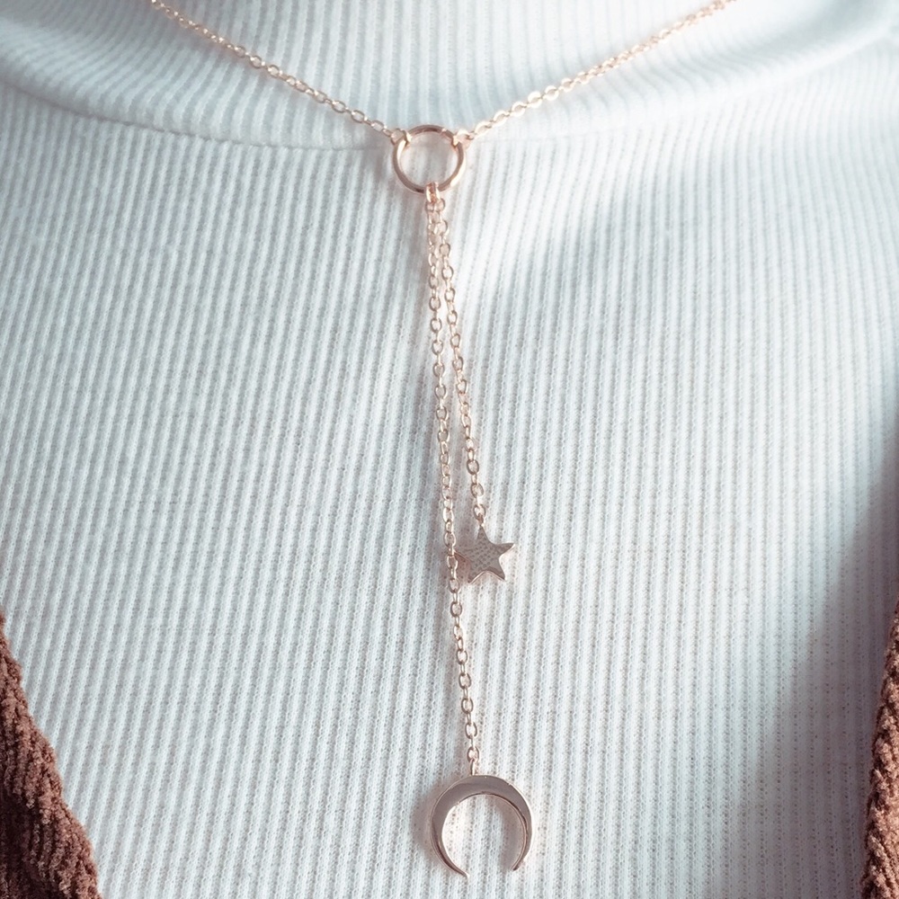 NWT Rose Gold Moon and Star Necklace - Picture 1 of 4